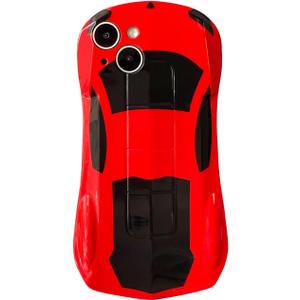 Case for iPhone 14 for Teen Boys Girls, 3D Race Sport Car Design iPhone 14 Phone Cover Kids, Cute Cool Sturdy Soft iPhone 14 Cover (Red Car)