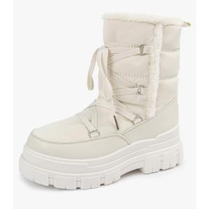 White Snow Boots for Women Waterproof Platform Winter Boots Anti-Slip Warm, Comfortable Outdoor Booties, Size 8