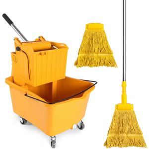 Mop Bucket with Wringer, 34-Quart Thickened Mop and Bucket Set