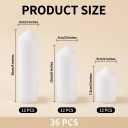 36 Pcs Individually Wrapped Pillar Candles Bulk, 2x3 2x6 2x8 Inch, Unscented Dripless Smokeless, Hurricane Candles for Wedding Party, Spa, Home Decor (36 White Pointed-tip, 2 x 3/6/8 Inch)