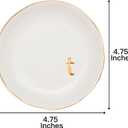 COLLECTIVE HOME - Ceramic Jewelry Tray, Decorative Trinket Dish for Rings Earrings Necklaces Bracelet Watch Keys, Birthday Mother's Day Christmas Gift for Women, 4.75", White Surface (T)