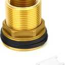 1PCS Brass Water Tank Connector, 1-1/4" NPT Female 1-1/2" NPT Male, Bulkhead Tank Adapter Fitting, with Rubber Ring, for Water Towers/Various Pipes/Fittings