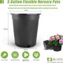 HOSTIC 5 Gallon Flexible Nursery Pots Gallon Pot with Drainage Holes Plastic Plant Container Suitable for Indoor Outdoor Vegetables Flowers Plants 10 PCS, Standard 5 Gallon