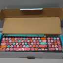 Wireless Keyboard and Mouse Combo, Retro Typewriter Keyboard with Round Keycaps, 2.4GHz USB Cute Wireless Keyboard Mouse for Computer, Desktop, Laptop and Computer (Black-Colorful)