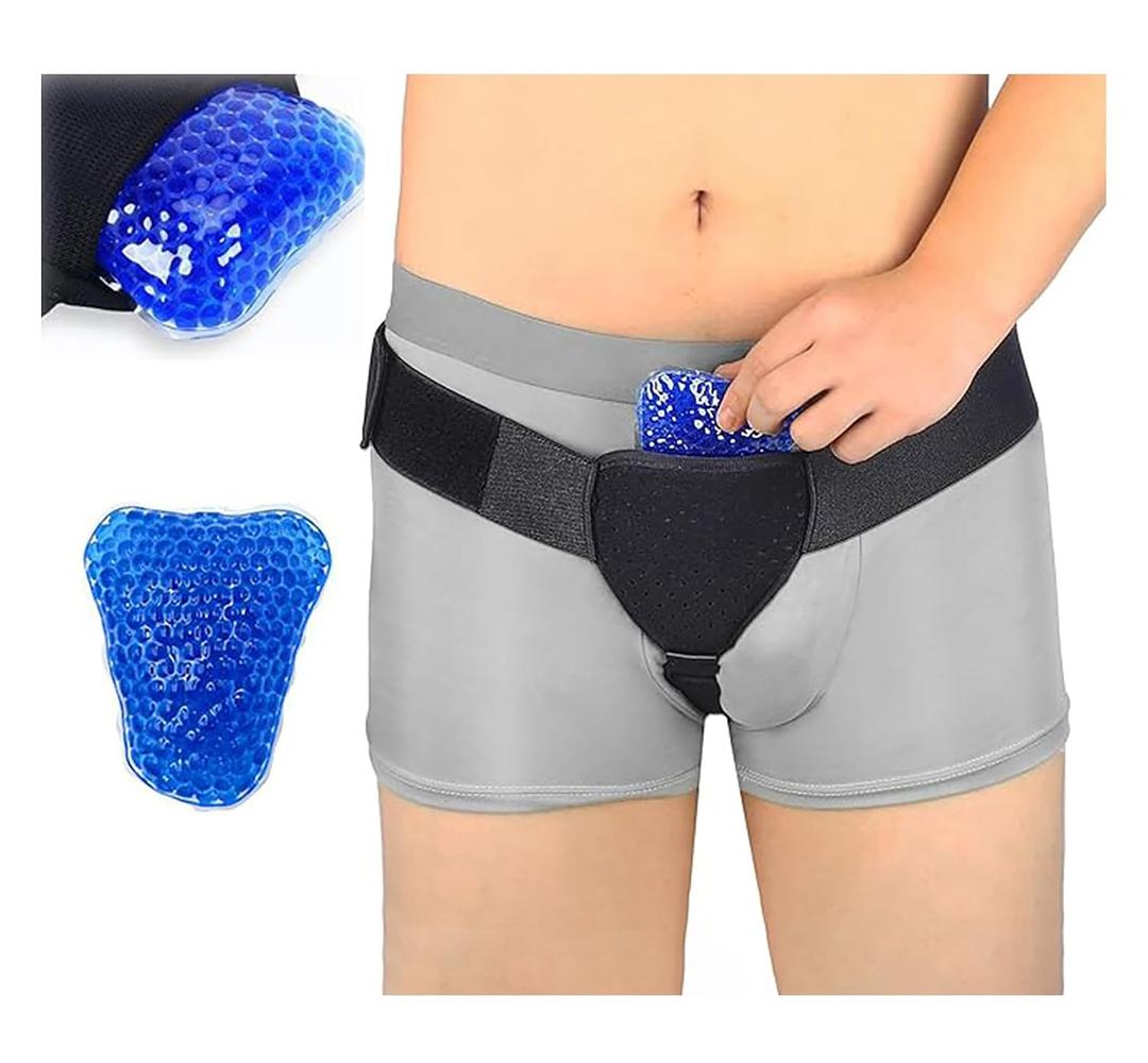 Hernia Belt For Men And Women - Uses Cold And Hot Compresses To Relieve Groin Pain And Prevent Left/Right Inguinal Hernias From Protruding, 1PCS Removable Compression Pads, Fits Scrotum And Femur Pre- Or Post-Surgery, Comfortable And Adjustable (Black 1 Compression Pads, 30-38 in)
