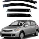 KPY Window Visor Compatible with Nissan Versa Sedan 2007-2011, Nissan Versa Hatchback 2007-2012, 4PC Rain Guard Side Window Vent Deflectors Tape-On Style, 2007 2008 2009 2010 2011 2012