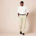 Amazon Essentials Men's Classic-Fit Expandable-Waist Flat-Front Dress Pant (Beige, L)
