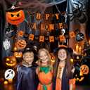 Halloween Party Decorations Set,Banners,Balloons,Cake Toppers,Tablecloth, Hanging Swirls,Backdrop