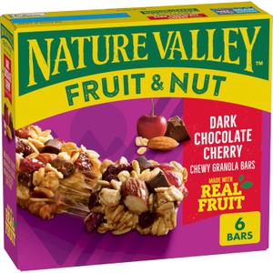 Nature Valley Fruit and Nut Granola Bars, Dark Chocolate Cherry, 6 ct, 7.4 OZ (EXP 07/25/26)