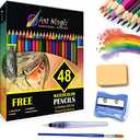 Art Magic Watercolor Pencils, Set of 48 Professional Colored Pencils for Adult and Teens, Premium Art Supplies for Coloring, Blending and Layering
