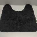 Microfiber Bathroom Rug, U-Shaped Contour Toilet Rug for Bath Room Floor Restroom, 20", Black