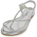 SheSole Womens Sparkly Rhinestone Flats Sandals Beach Bride Wedding Shoes Silver, Size 7.5