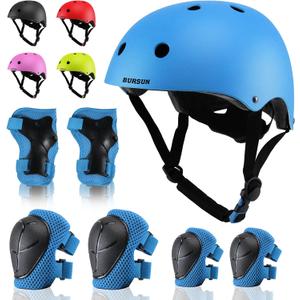Kids Bike Helmet Set, Adjustable Toddler Helmet for Ages 2-8 Kids with Knee, Elbow & Wrist Pads | Multi-Sport Helmet for Skateboard Cycling Scooter Rollerblading