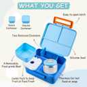Bento Lunch Box for Kids with 8oz Soup Thermo Leak-Proof Lunch Food Containers with Snack Sauce Container for Kid Girls Boys to School, Blue