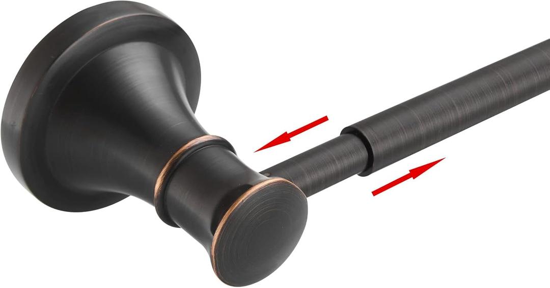 BESy Adjustable Bronze 16 to 26 Inch Bath Towel Bar Rack for Bathroom Towel Holder, Wall Mounted Towel Bar Rod Hanger Bathroom Hardware Accessories Hotel Style, Stainless Steel, Oil Rubbed Bronze, Matte Black