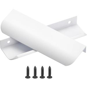 uxcell 10pcs Finger Pulls for Cabinets, Matte White Edge Drawer Pulls Cabinet Finger Pull 96mm/3.7in Hole Center,Furniture Drawer Handles Hidden Cabinet Handle