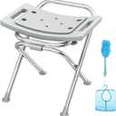 Folding Shower Chair Seat, 17.5" Stainless Steel Small Shower Chair for Inside Shower with Pad, 400lbs Portable Travel Shower Stool, Safety Anti-Slip Bath Chair for Seniors, Disabled, Gray