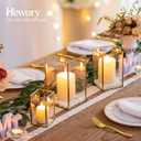 Glass Hurricane Candle Holder Large - Hewory 18pcs Gold Rectangle Flower Holders Centerpiece for Table, Tall Floor Square Pillar Candle Lantern for Wedding, Anniversary, Party, Fireplace, Dining Room