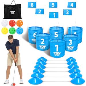 TOY Life Golf Game Set, 6 Holes Backyard Golf Bucket Game for Adults Kids, Practice Golf Course with Balls and Flag, Outdoor Indoor Golf Yard Game for Beach, Camping and Lawn