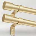 2 Pack Heavy Duty Curtain Rods for Windows 72 to 144 Inch, 1 Inch Gold Curtain Rods Set of 2 Pack for Outdoor, Farmhouse, Bedroom, Adjustable Easy Install Drapery Rod (A2,Gold,30"-150"-2Pack)
