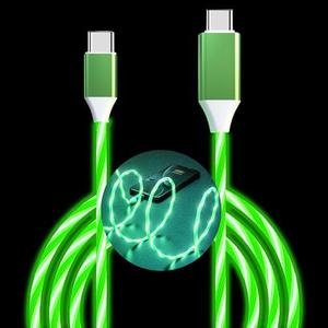 USB C to USB C Cable 3A Light Up C to C Cable LED C to Type C Fast Charging Cord for Samsung Galaxy S23 S22 S21 S20 Ultra, i-Phone 15 Pro Max Plus, iPad mini Pro Air(3.3FT,Green)