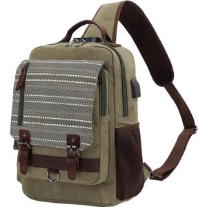 Leaper Retro Crossbody Bag Sling Bag Canvas Messenger Bag for Men Women Shoulder Bag Crossbody Handbags Satchel Travel Bag (X-Large, Army Green)