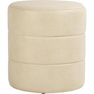 Spatial Order 18" Round Ottoman - Cream Faux Leather, 17.5"D x 17.5"W x 18"H