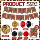 2 x Cheetah Print Birthday Decorations Leopard Foil Round Balloons Happy Birthday Banner with Red and Black Cheetah Cherry Print Balloons for Women Birthdays Bachelorette Party Decor Supplies