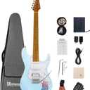Smart Electric Guitar Kit with Effects System D160SE, SSH Pickup, Loop Drum Machine, Roasted maple Fretboard, All-In-One Performance for Guitarist (blue)
