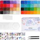 Artkal Mini Fuse Beads Kit 48 Colors 24000 Melty Beads 2.6mm Iron Beads Kit with 4 Pegboards 2 Tweezers 48 Patterns 2 Large Ironing Paper, for Birthday Christmas Holiday Gift
