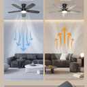 Ohniyou Ceiling Fans with Lights, 42'' Low Profile Ceiling Fan with Light and Remote/APP Control, Modern Flush Mount Ceiling Fan for Indoor Bedroom Kitchen, Dimmable, Qiuet DC Motor, Black