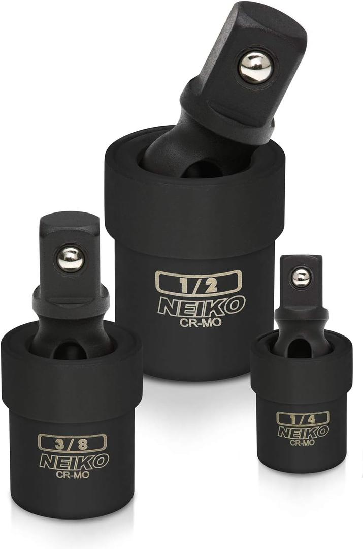 NEIKO 02486A Impact Universal Joint-Socket Swivel Set, Socket Extension Set Made From Cr-Mo with Included 1/4-, 3/8-, and 1/2-Inch Sockets, Set of 3