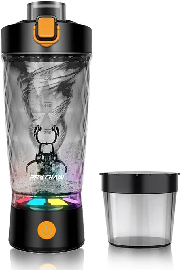 Electric Protein Shaker Bottle, USB Rechargeable Mixing Cup, Water Drink Mixer Portable Bottles for Gym Sport, BPA-Free Tritan, 22oz (Black)