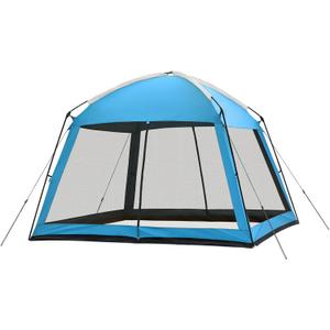 Superrella 12 x 12 FT Camping Screen Tent for 8-10 Person, Easy Setup Screen House with UV 50+ Sun Protection & Mosquito Net for Camping, Backyard, Picnic, Patio, Outdoor, Blue