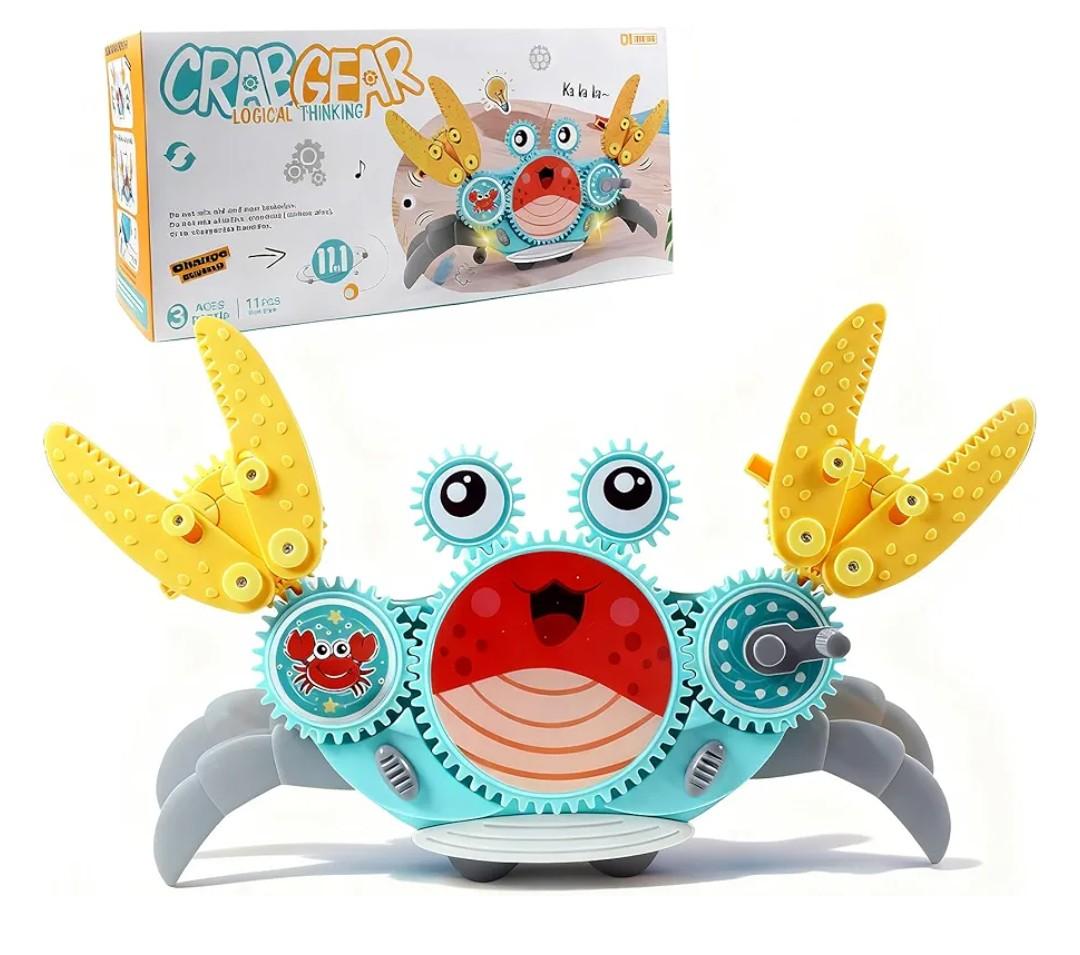 Crawling Crab Gear Set Toy - Tummy Time Musical Crab Toys Stacking & Building Blocks Educational STEM Game for Toddlers & Kids 3-5, 1 2 3 Yr Old Birthday Gift Christmas Stuff for 0-36 Month Boys Girls