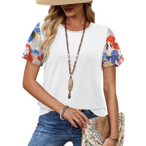 WIHOLL Womens Summer Tops Trendy Ruffle Sleeve Shirts Casual Chiffon Blouses Beach Vacation Clothes (White, S)