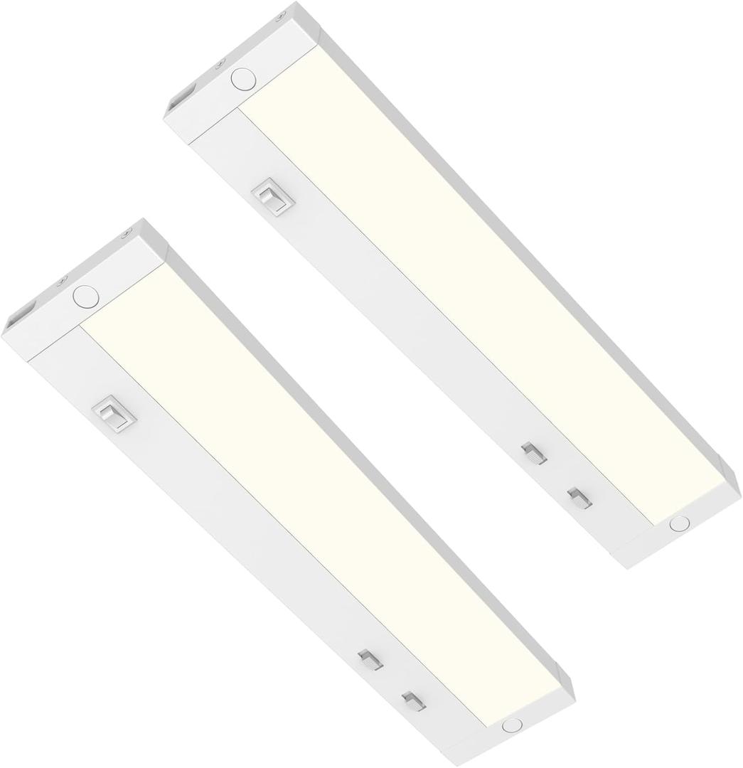 Under Cabinet Lighting Plug in,10W 120V 3 Color 3000K/4000K/5000K,3 Brightness,Super Bright,Ultra Thin Under Counter Lights for Kitchen,Linkable LED Cabinet Light(18inch,White,2Pack)