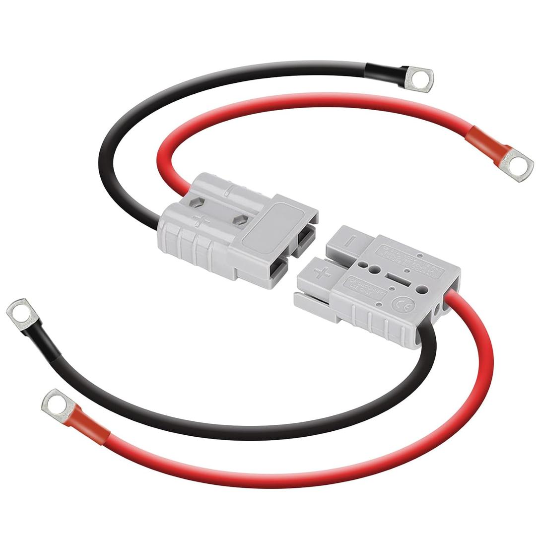DC HOUSE 2 Pack 50A Battery Quick Connector, 7AWG 600V 0.98ft Battery Cables with M8 Terminal, Quick Connectors for RV, Transfer Forklift, Golf Carts, Trolling Motors, Trailer
