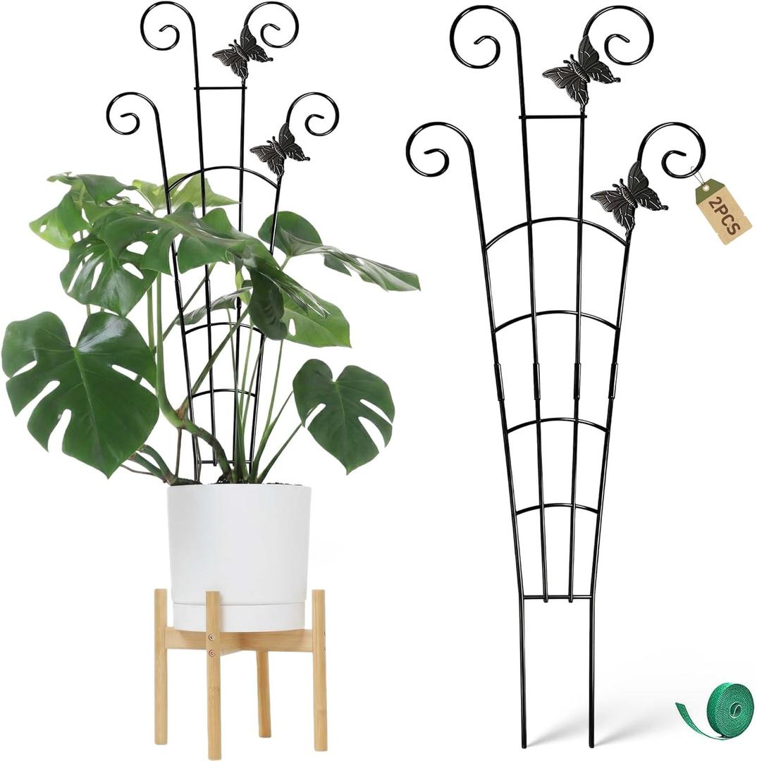 COOMIN 30'' Monstera Plant Support Outdoor, Metal Expandable Plant Supports for Indoor Plants, 2P Garden Trellis for Climbing Plants Indoor - Ivy, Pothos, Philodendron, Hoya (32.6in,2p)