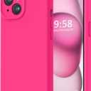 LOVE 3000 Compatible with iPhone 15 Case, [Smooth Silicone Full Coverage Camera] [8ft Drop Protection], Soft Microfiber Lining Full Body Protective Case for iPhone 15 6.1 inch - Hot Pink