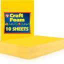 Hygloss Sheets Colorful Foam for DIY Arts & Craft, 12 x 18, Yellow, 10 Piece