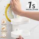 LEVERLOC Soap Dish Holder for Shower, Double Layer Suction Cup Wall Mounte Self Draining Removable Waterproof Strong Suction Bar Soap Holder for Shower, White