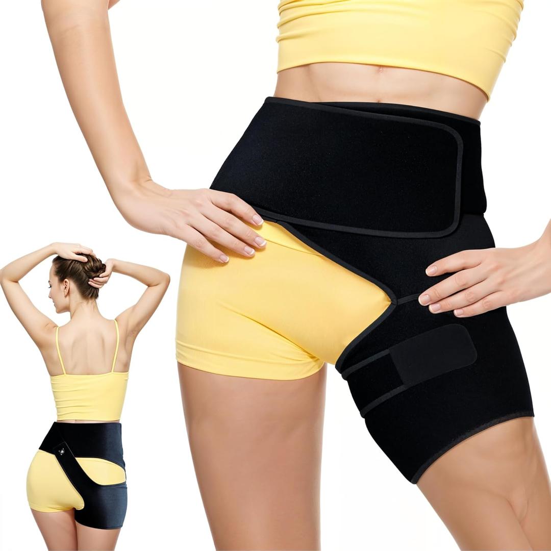 Astorn Ortho Wrap Hip Brace Left Leg - Adjustable Compression Support for Sciatica, Groin, Thigh, Hamstring, Arthritis & Injuries - Sciatic Nerve Relief for Men & Women - Small/Medium.