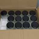 Jucoan 15 Pack Square Glass Jar with Black Airtight Metal Lids, 10 oz Small Glass Mason Jar Canning Jars for Jam, Spices, Honey, Jelly, Baby Shower, Wedding Favor