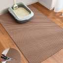 Cooyes Cat Litter Mat - Cut to Fit Any Place, 47"x35" Extra Large Litter Trapping Mat for Litter Box, Easy to Clean, Waterproof & Non-Slip Kitty Pad, Scatter Control to Protect the Floor (Khaki)