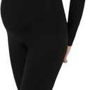 POSHDIVAH Women's Maternity Bodysuit Scoop Neck Long Sleeve T Shirt Stretchy Jumpsuit Pregnancy Shapewear Romper (Large, Black)