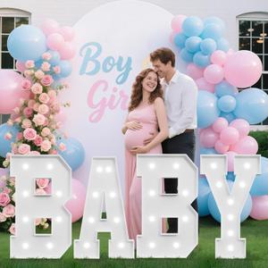 3FT Baby Marquee Letters, Baby Letters for Baby Shower Decorations for Girl Boy, Large Light Up Letter 3 Feet Tall for Gender Reveal Party Supplies, Colorful Sign, Backdrop