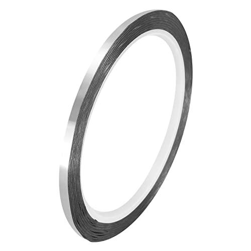 MECCANIXITY Silver Tone Metalized Tape 1/8 Inch x 55 Yards Decor Tape for Detailing Accent Wall, Graphic Arts, Pack of 6