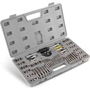 Orion Motor Tech 60 PCS Tap and Die Set Metric and Standard Sizes Included Tap Die Kit Metric and SAE for Threading and Rethreading Internal and External Threads