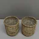 Natural Rattan Wicker Woven Votives Candle Holder Tea Light Candle Holders Set of 2 - Handcraft Rustic Boho Bohemian Seagrass Glass Votive Candle Holders for Summer Fall Dining Table Kitchen Dcor